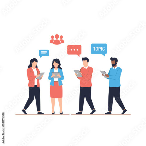 Group of people collaborating and discussing ideas together.