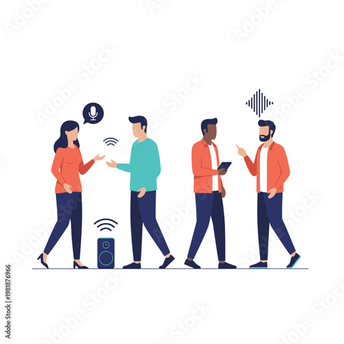 Group of people collaborating and exchanging ideas.