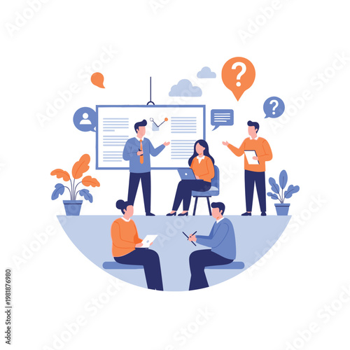 Team Collaboration and Presentation in a Business Meeting.