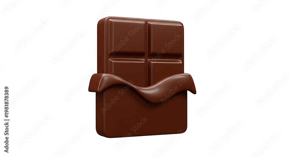 Naklejka premium Rich Dark Chocolate Bar with Unwrapped Wrapper, Isolated on White Background.