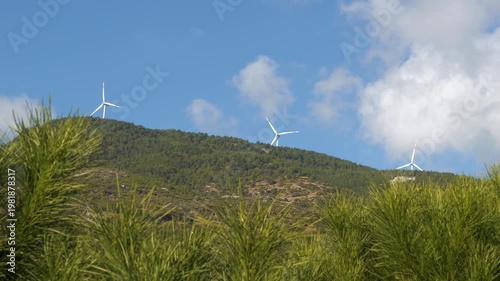 The image of the wind blades, which is one of the renewable energy sources and used in electricity generation.