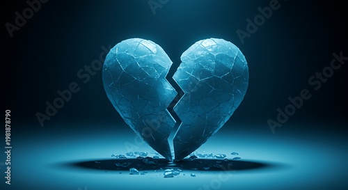 Shattered Ice Heart - A Visual Representation of Broken Love.