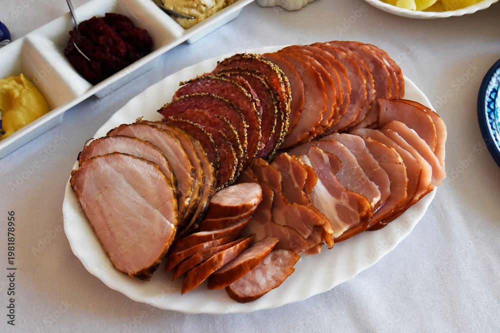 Fototapeta premium A plate of traditional Polish cold cuts