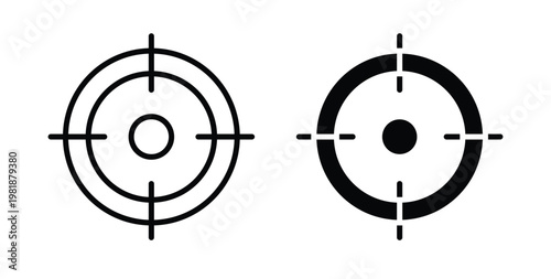 Aim icon in black and white color. Solid and linear icons