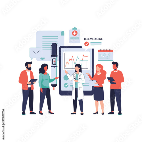 Healthcare team presenting data charts to colleagues.