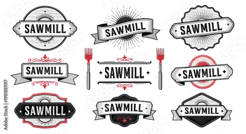 Sawmill Logo Badges: Vintage and Modern Designs