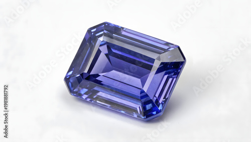 Photorealistic tanzanite gemstone with radiant blue violet facets