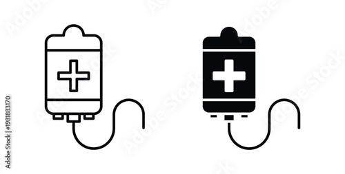 Chemotherapy icon in black and white color. Solid and linear icons