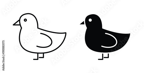 Chick icon in black and white color. Solid and linear icons