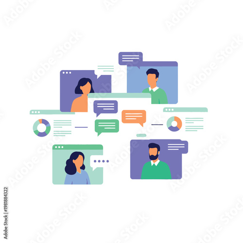 Group of People Engaged in Virtual Chat Conversations.