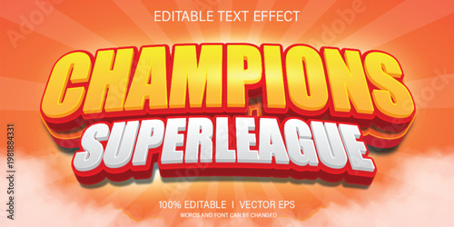 champions super league vector text effect with modern style d