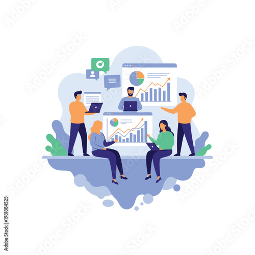 Team Analytics Collaboration With Charts And Graphs.