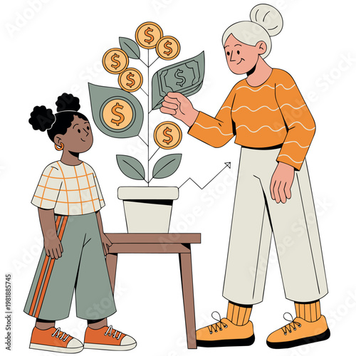 Generational wealth grandmother and granddaughter cultivating financial growth together