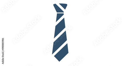 Blue striped necktie close up on white background.