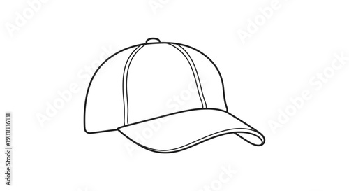 Minimal line drawing of a baseball cap.
