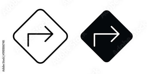 Directions icon in black and white color. Solid and linear icons