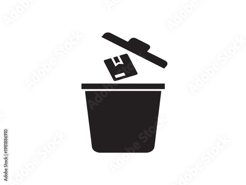 trash bin with falling usb drive and eraser vector illustration