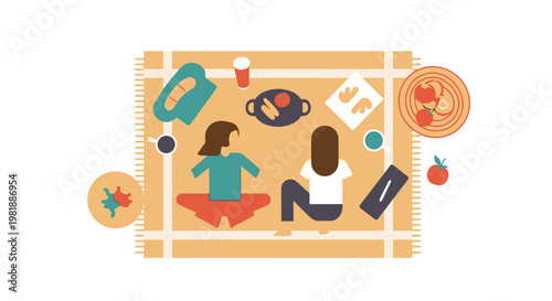 Two People Meditating On A Yoga Mat Together.