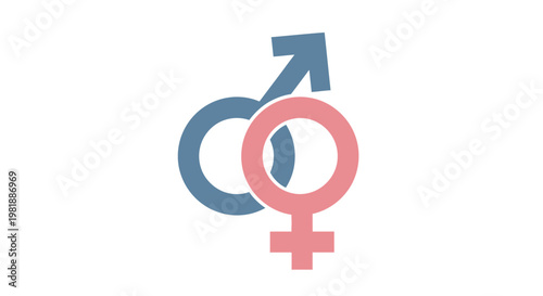 Interlocked gender symbols showing male and female unity.