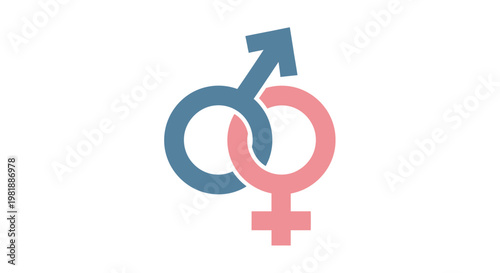 Interlocked gender symbols representing unity and equality.