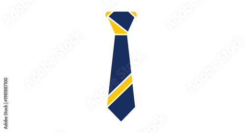 Blue necktie with yellow diagonal stripe.