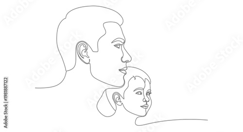 Line drawing portrait of two people in profile.