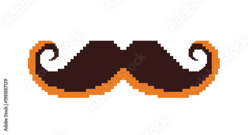 handlebar mustache with orange outline icon.