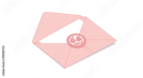 Pink envelope with folded flap in soft design.