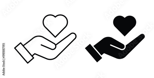 Donate icon in black and white color. Solid and linear icons