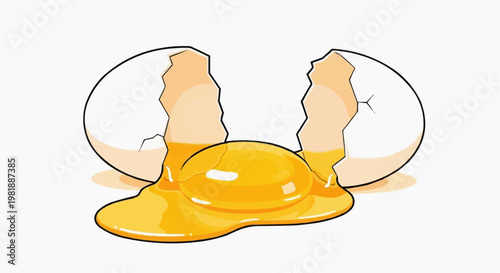 broken egg on a white background