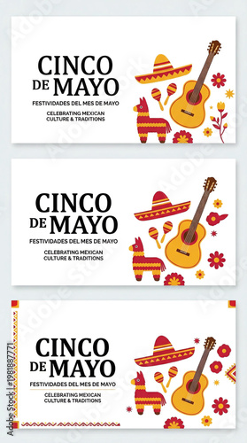 Cinco de Mayo festive banner design, showcasing cultural symbols and celebratory elements
