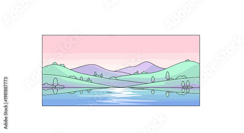 Water Body with Reflections Calm Surface.