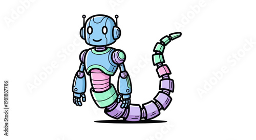 Colorful robot with smiling face.