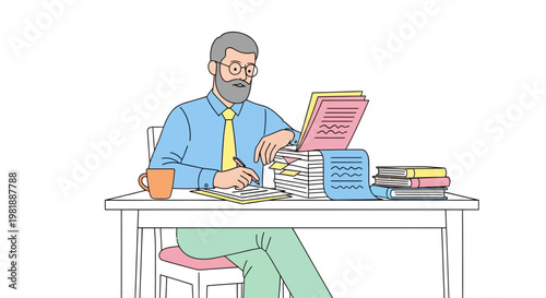 Man sitting at desk with laptop.
