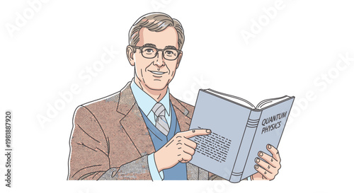 Man reading a book with glasses.