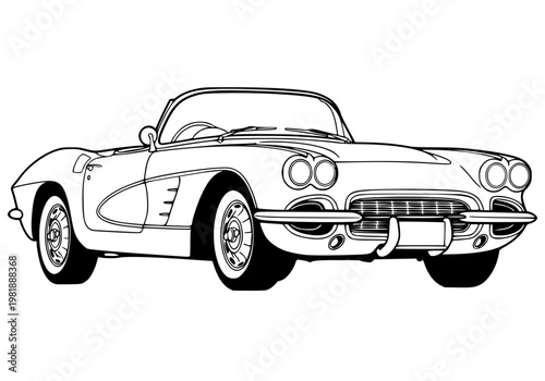 Foto Classic Vintage 1960s Sports Car Convertible Illustration Retro Automobile Line