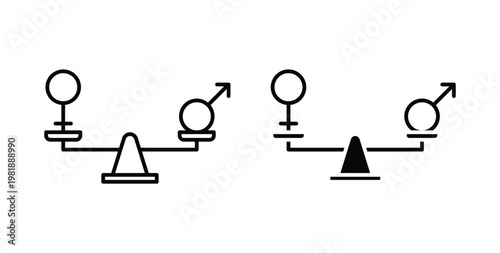 Equality icon in black and white color. Solid and linear icons