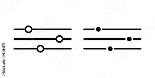 Filter Control icon in black and white color. Solid and linear icons