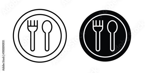 Food icon in black and white color. Solid and linear icons