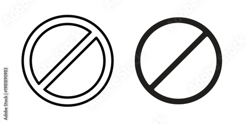 Forbidden icon in black and white color. Solid and linear icons