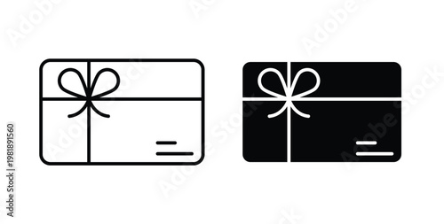 Gift card icon in black and white color. Solid and linear icons