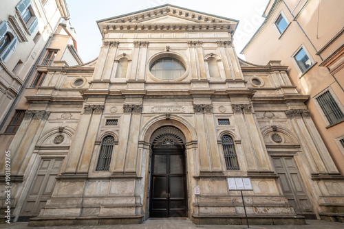 Konstfotografi Facade of Santa Maria presso San Satiro church in Milan, Italy