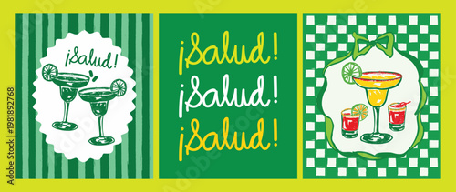 Retro Green Trendy Tequila Poster Set for Modern Bar Wall Decor