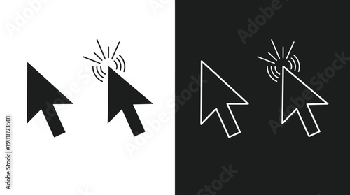 Cursor mouse click icon set. Click arrow icons, computer mouse click cursor icons, vector illustration eps file