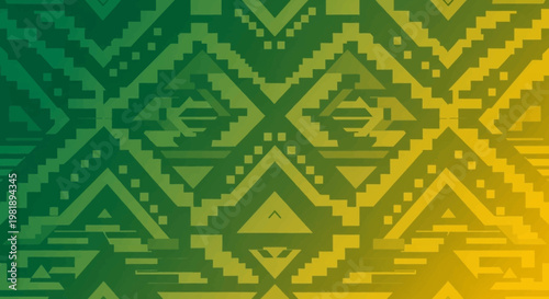 Abstract Geometric Pattern with Green and Yellow Gradient.