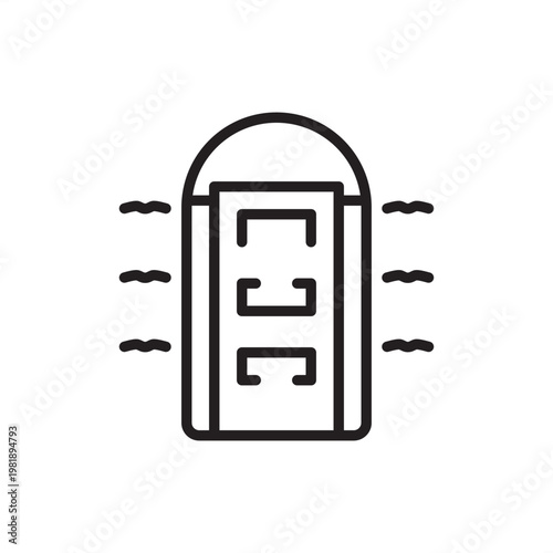 Barge icon symbolizing river transport, representing vessel hardware, bulk cargo tools, flat-bottomed gear, waterway freight systems, and industrial maritime logistics for shallow-water navigation.