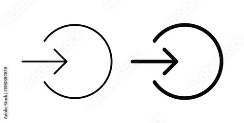 Log in icon in black and white color. Solid and linear icons