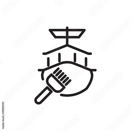 Anti-fouling paint icon symbolizing hull protection, representing coating hardware, shipyard tools, marine biocide gear, surface maintenance systems, and industrial maritime engineering logistics.