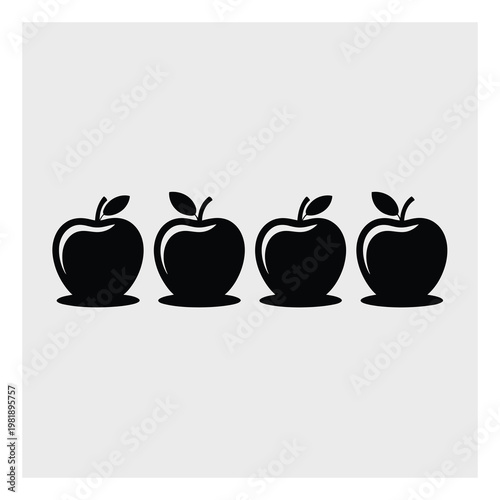 Four Black Apple Silhouettes on a Light Gray Background