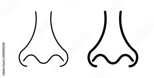 Nose icon in black and white color. Solid and linear icons